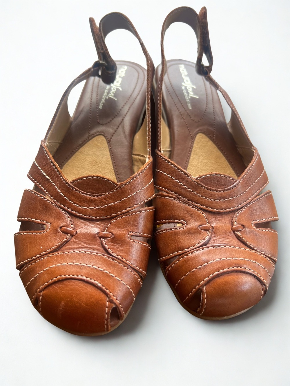 Natural Soul by Naturalizer Cayenne Slingback Sandals – Size 7 – Cognac Leather